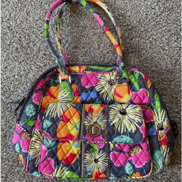 vera bradley turnlock satchel jazzy blooms quilted purse - Picture 2 of 5